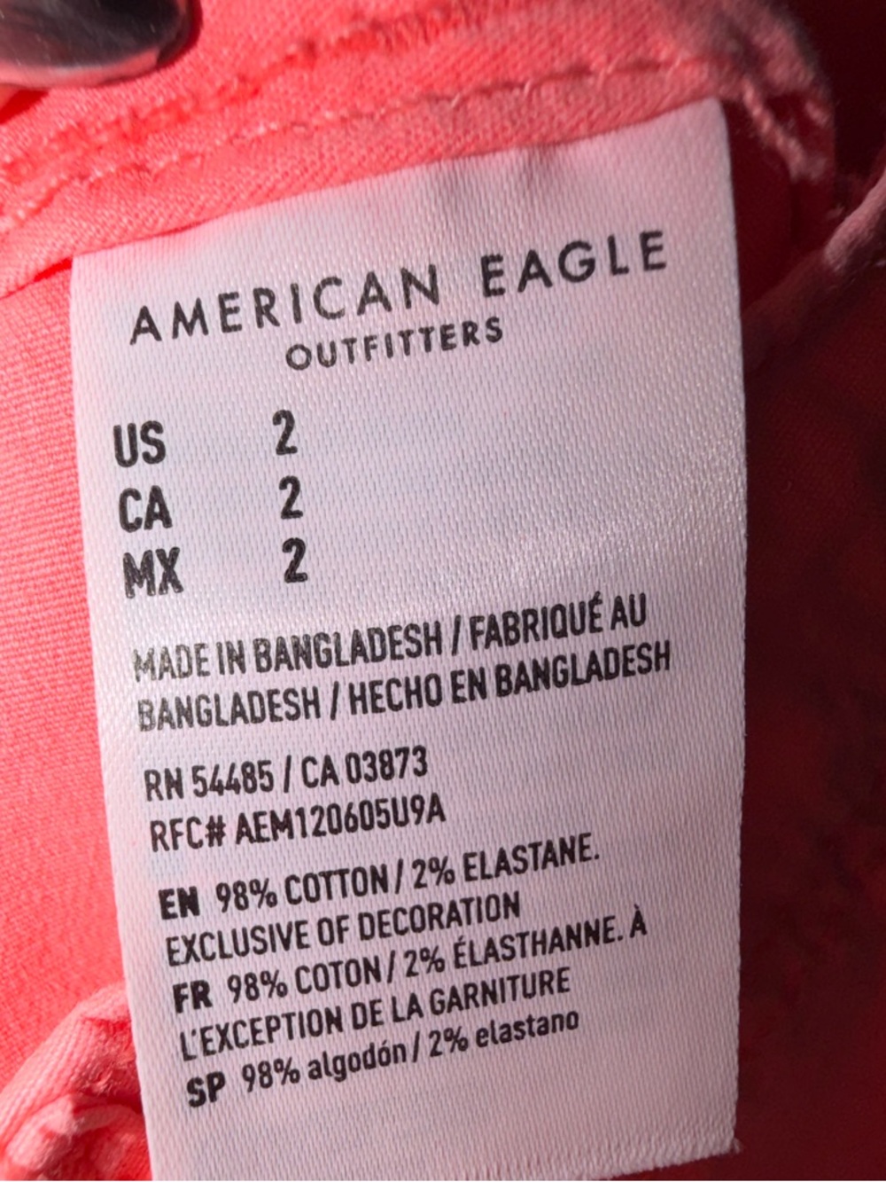 American Eagle Coral Cargo Shorts Size 2 Summer Casual Festival Utility - Picture 4 of 5